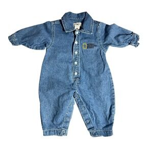 Vtg National Geographic Baby Jean Romper Size 12 Months Gear‎ for Sports Cotton